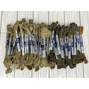 Bucilla Embroidery Floss/Thread Six Strand #2464 Tan & #2466 Olive Vintage